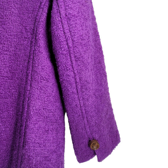 Vintage 70s Clelia Purple Boucle Wood Button Jacket Midi Straight Skirt Set Suit - Picture 13 of 17